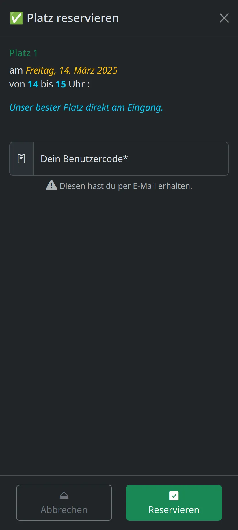 Reservierung - Dark